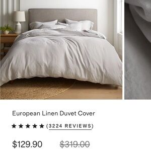 Quince Soft Gray European Linen Duvet Cover